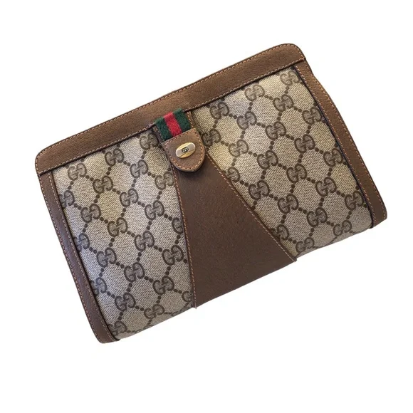 Gucci Sherry Line GG Clutch Canvas Leather Pouch Monogram Mega Multi-Host Pick! - Picture 7 of 17